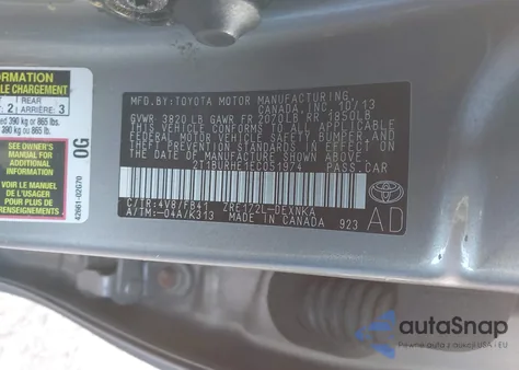 2014 Toyota Corolla Le z USA, uszkodzony, nr VIN 2T1BURHE1EC051974